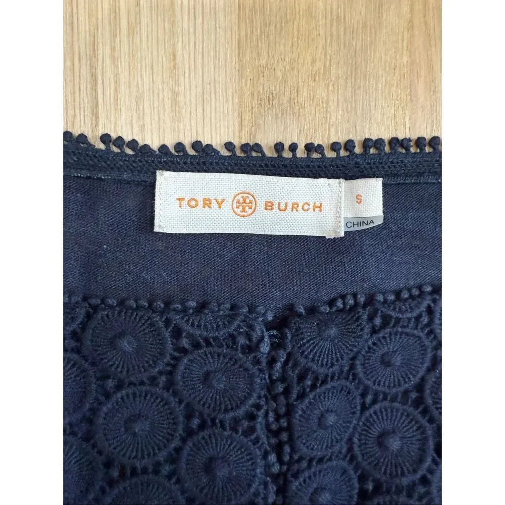 Tory Burch Lace Eyelet 3/4 Sleeve Top S